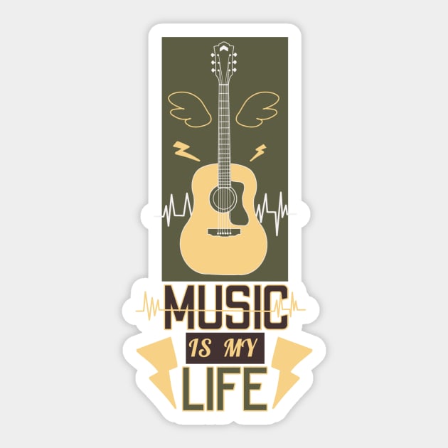 Guitar: MUSIC IS MY LIFE Sticker by MofisART